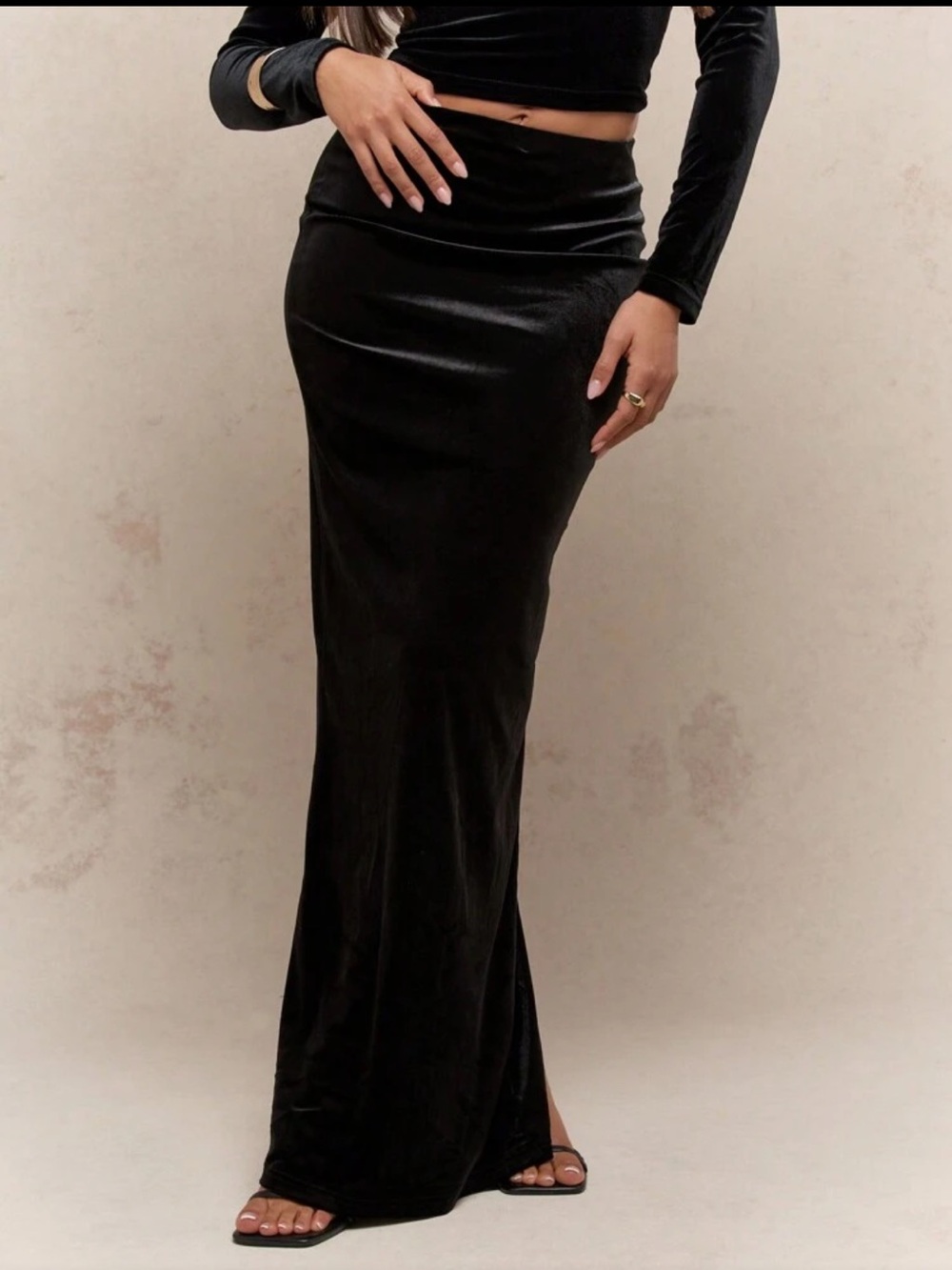 Black Velvet Cowl Neck skirt